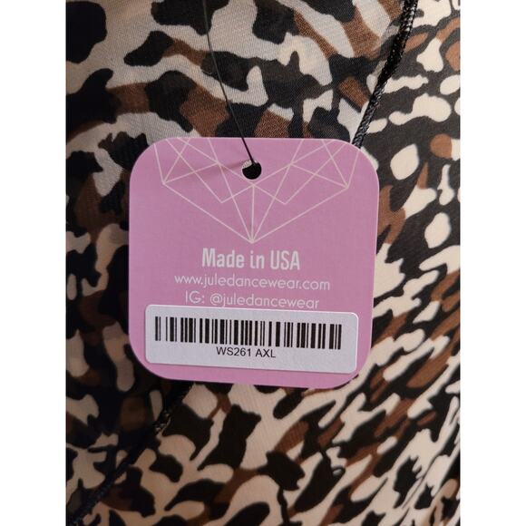 Jule Dancewear - Adult XL Leopard Print Ballet Wrap Skirt Chiffon Cotton Ribbons - Picture 7 of 7